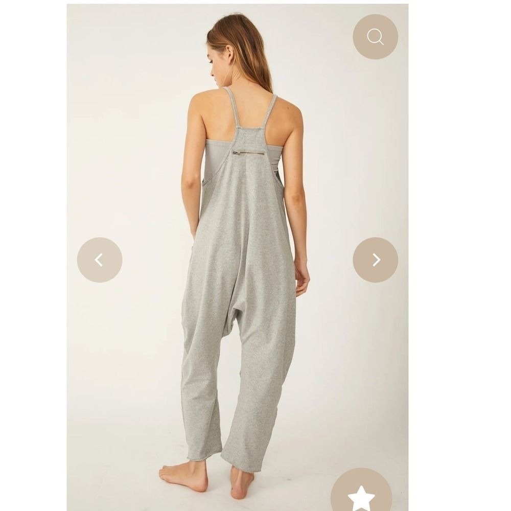 Free People Movement Hot Shot Onesie Heather Gray Relaxed Jumpsuit Womens Medium - Picture 2 of 12